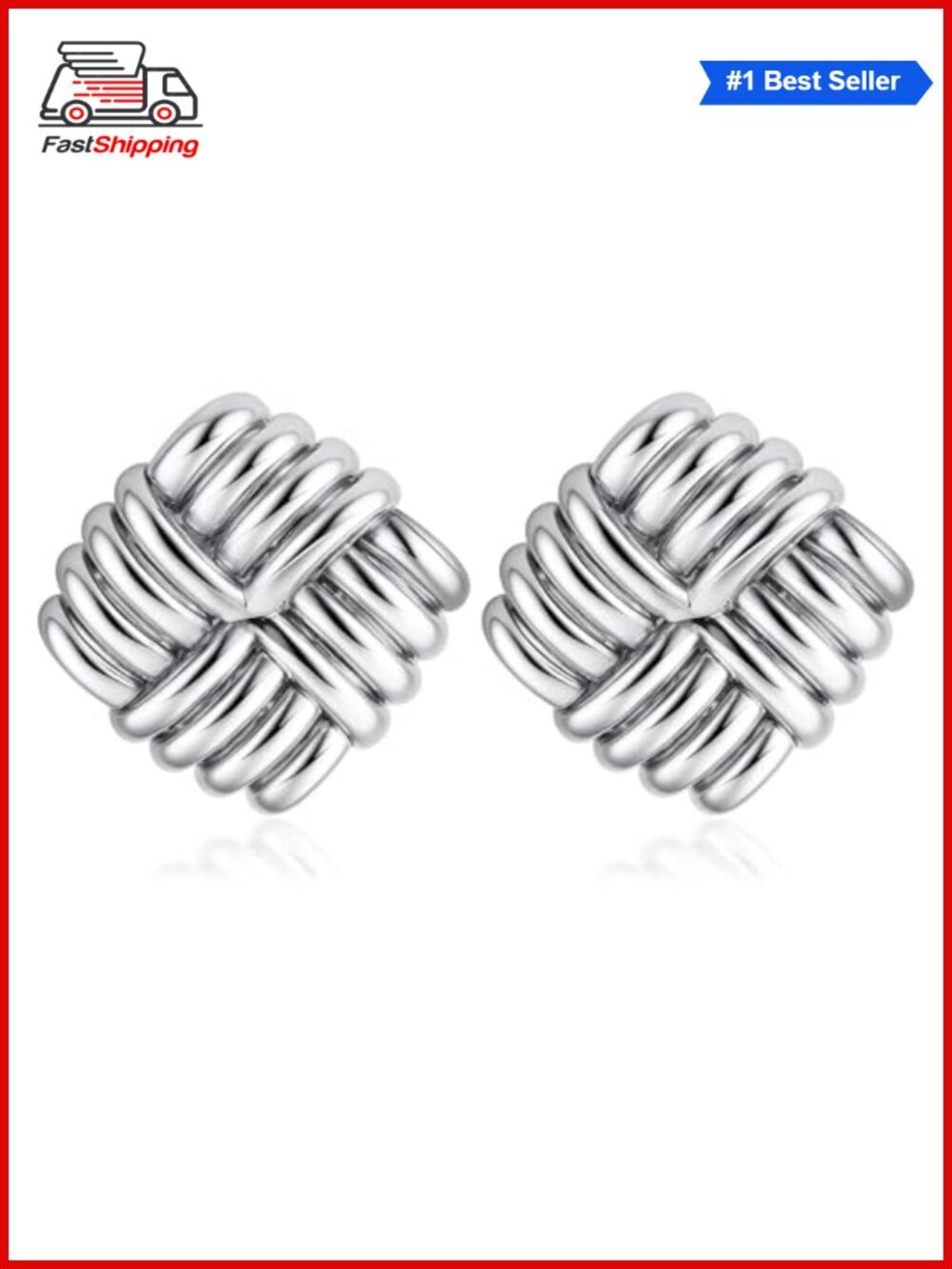 ✨ ORAZIO Chunky Gold Plated Knot Earrings 925 Silver Statement Dangle Drop